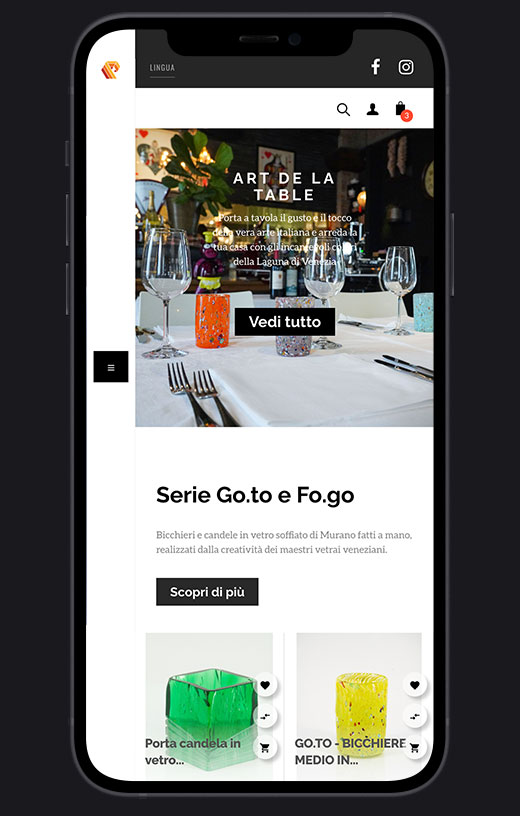 wave glass murano ecommerce mobile